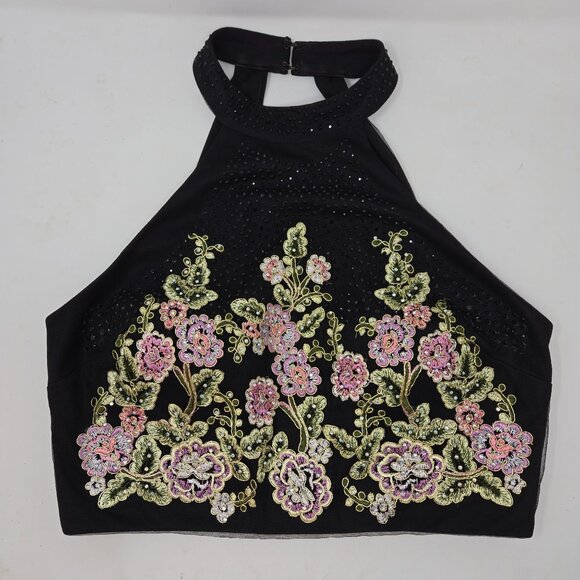 Jodi Kristopher 11 Beaded FLoral Embroidery Garden Fairy Whimsical Festival Crop - Picture 1 of 13